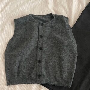 NEW Gray Button-Up Knit Vest